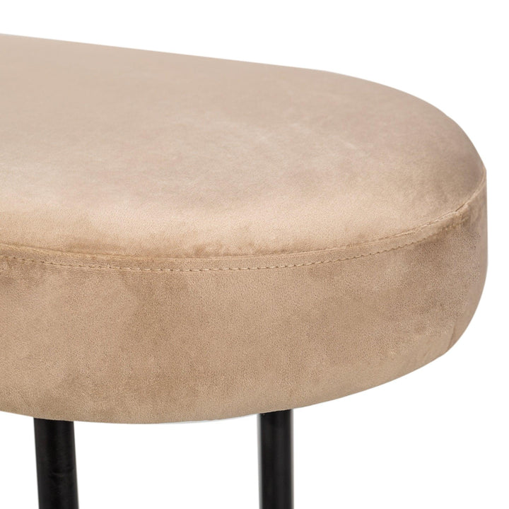 Banc en métal et velours beige