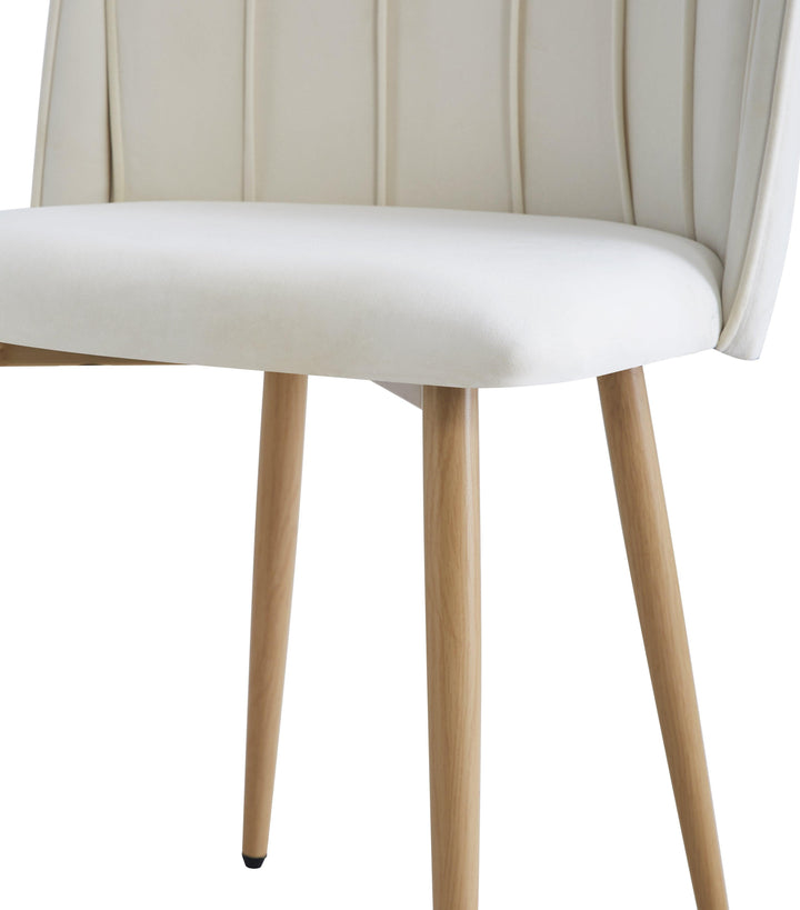 Lot de 2 chaises en métal effet bois et tissu beige