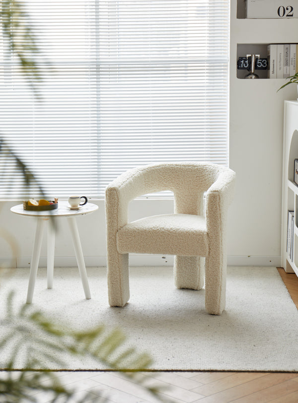 ARUSHA White Bouclé Lounge Chair