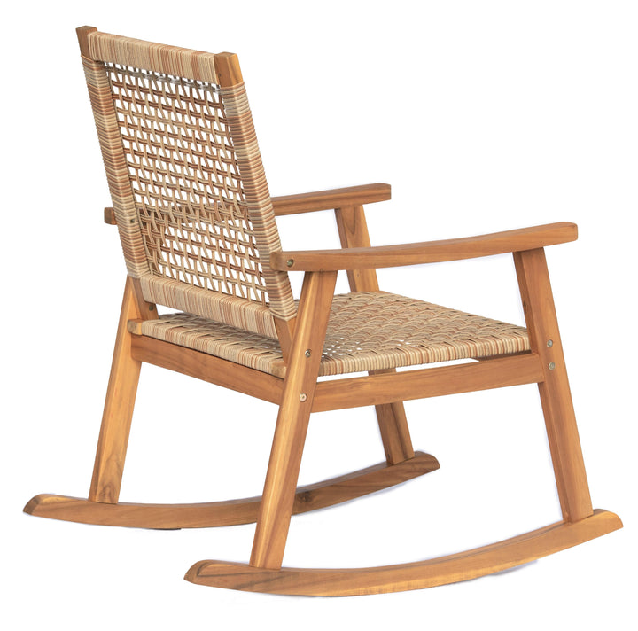 Rocking chair en acacia massif et corde