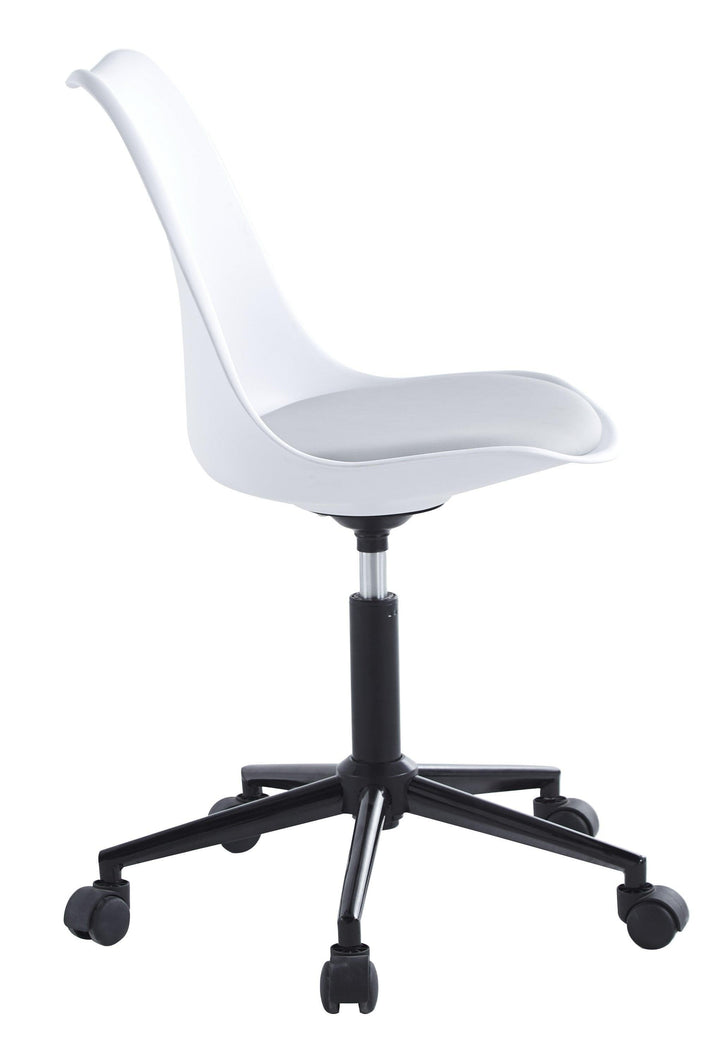 Chaise de bureau en polypropylène et simili blanc