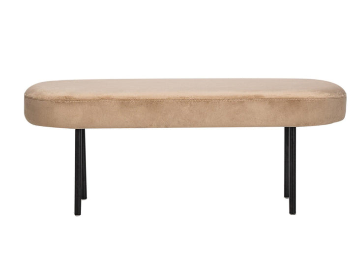 Banc en métal et velours beige