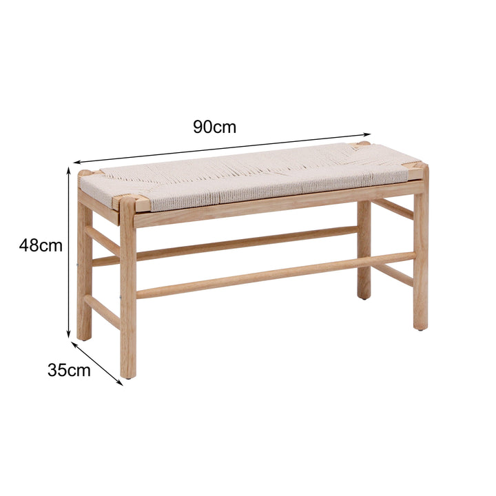 Banc avec rangement en bois massif et corde