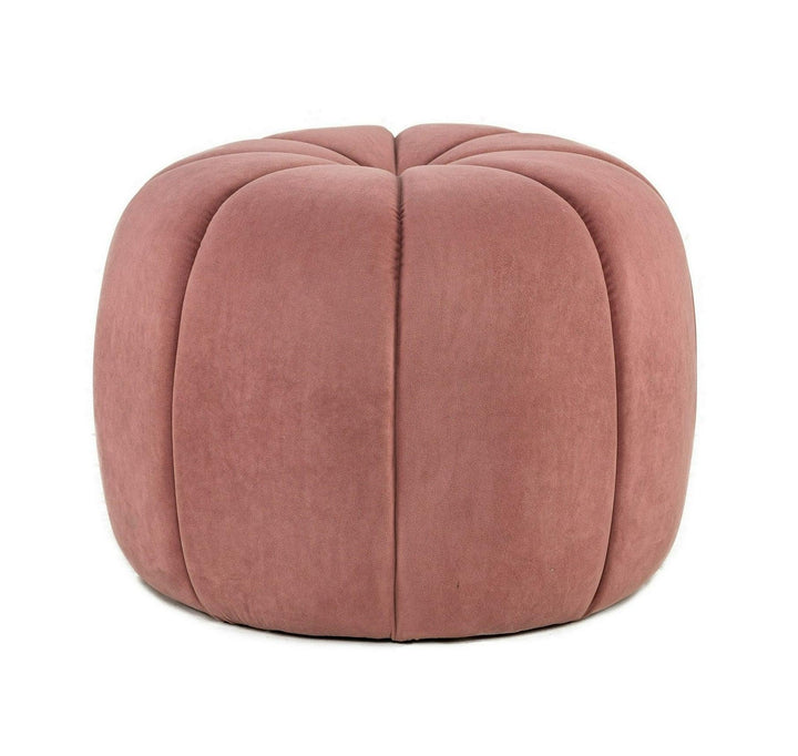 Pouf en velours rose avec rayures